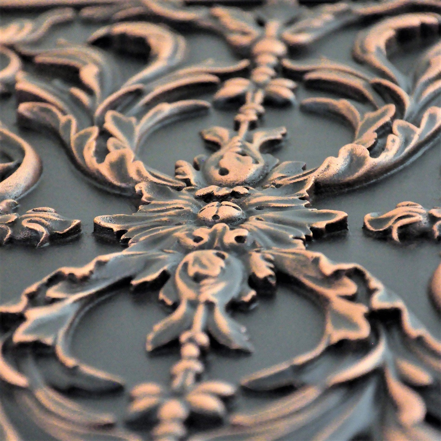 Backsplash Metal Tile Mural for Kitchen and Fireplace Oil Rubbed Copper Viola 30cm. x 45 cm.
