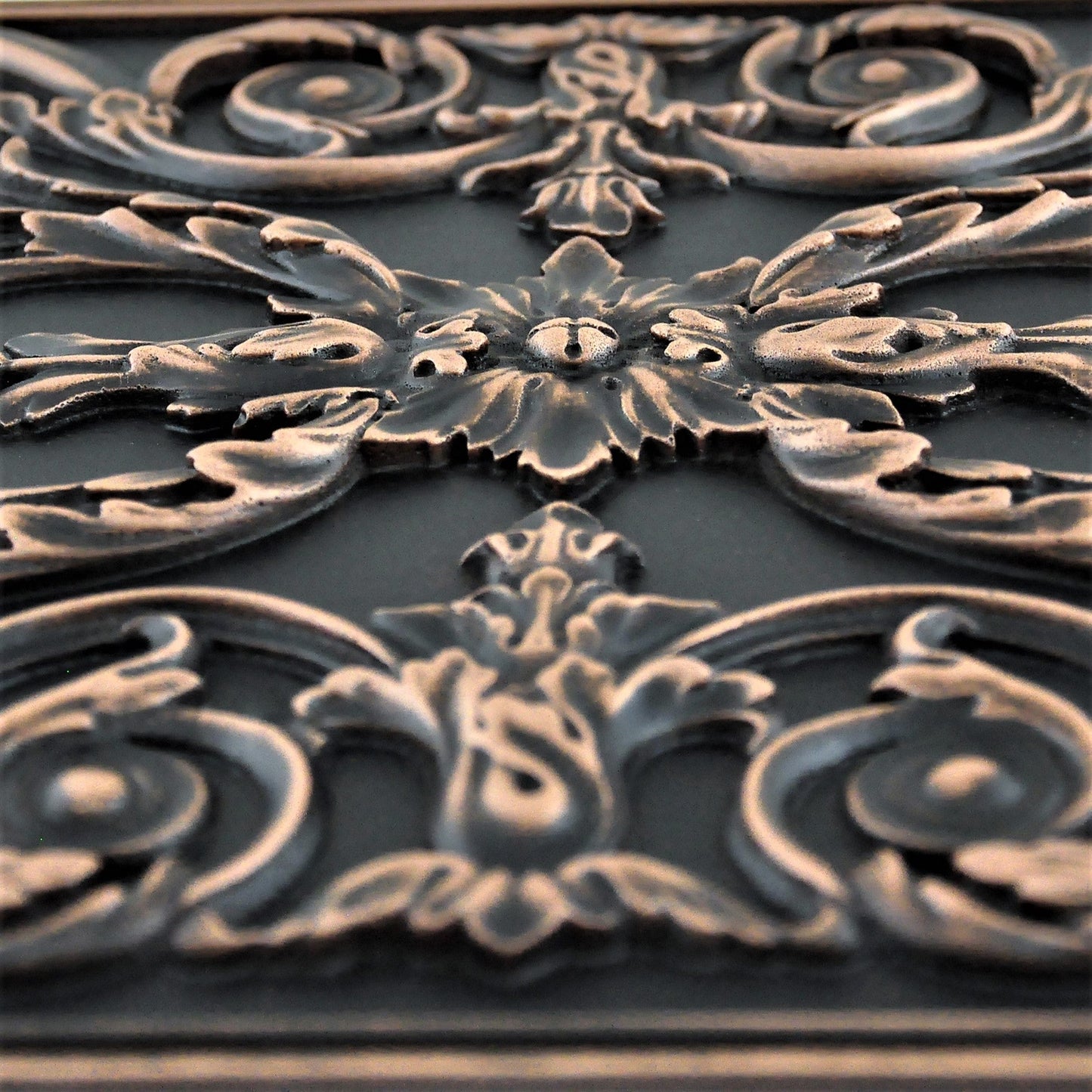 Backsplash Metal Tile Mural for Kitchen and Fireplace Oil Rubbed Copper Viola 30cm. x 45 cm.