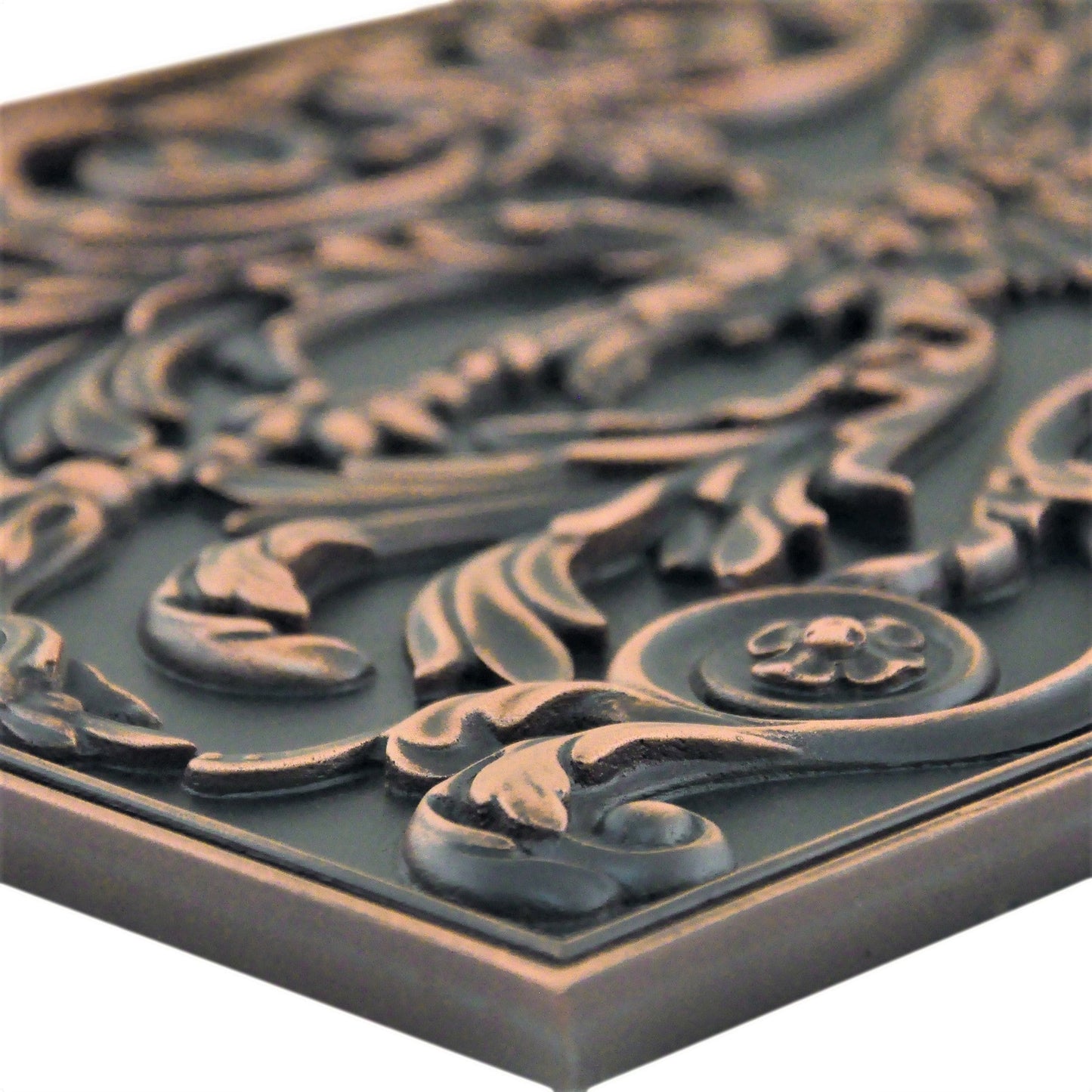 Backsplash Metal Tile Mural for Kitchen and Fireplace Oil Rubbed Copper Viola 30cm. x 45 cm.