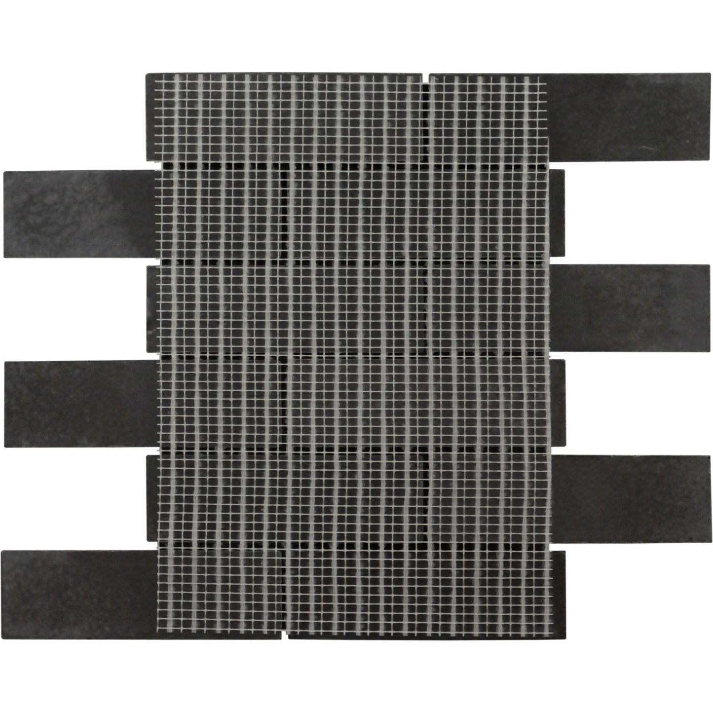 (5 Mosaic Sheets in Pack) Industria4.0 Metal Black Nickel 30.5cm x 30.5cm. Beveled Brick Mosaic Wall Tile