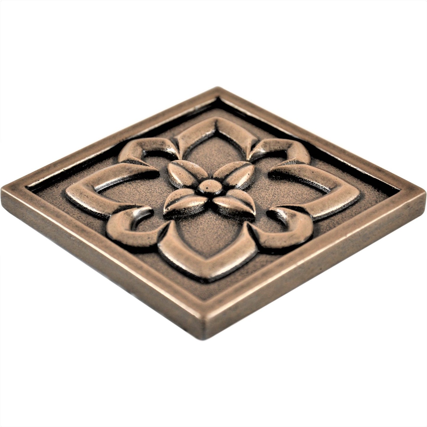 (Pack of 4)Crown Metal Champagne Bronze 9.5cm. x 9.5cm. Decorative Tile