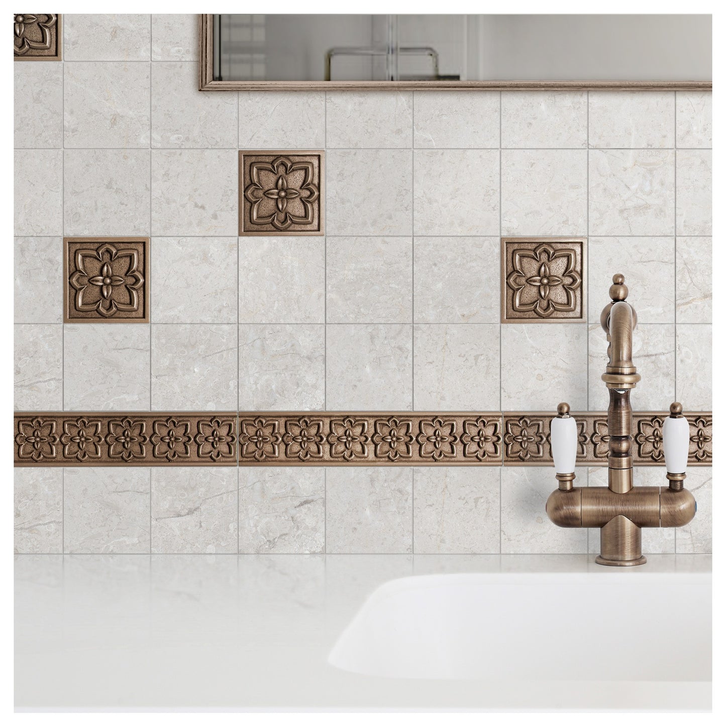 (Pack of 4)Crown Metal Champagne Bronze 9.5cm. x 9.5cm. Decorative Tile