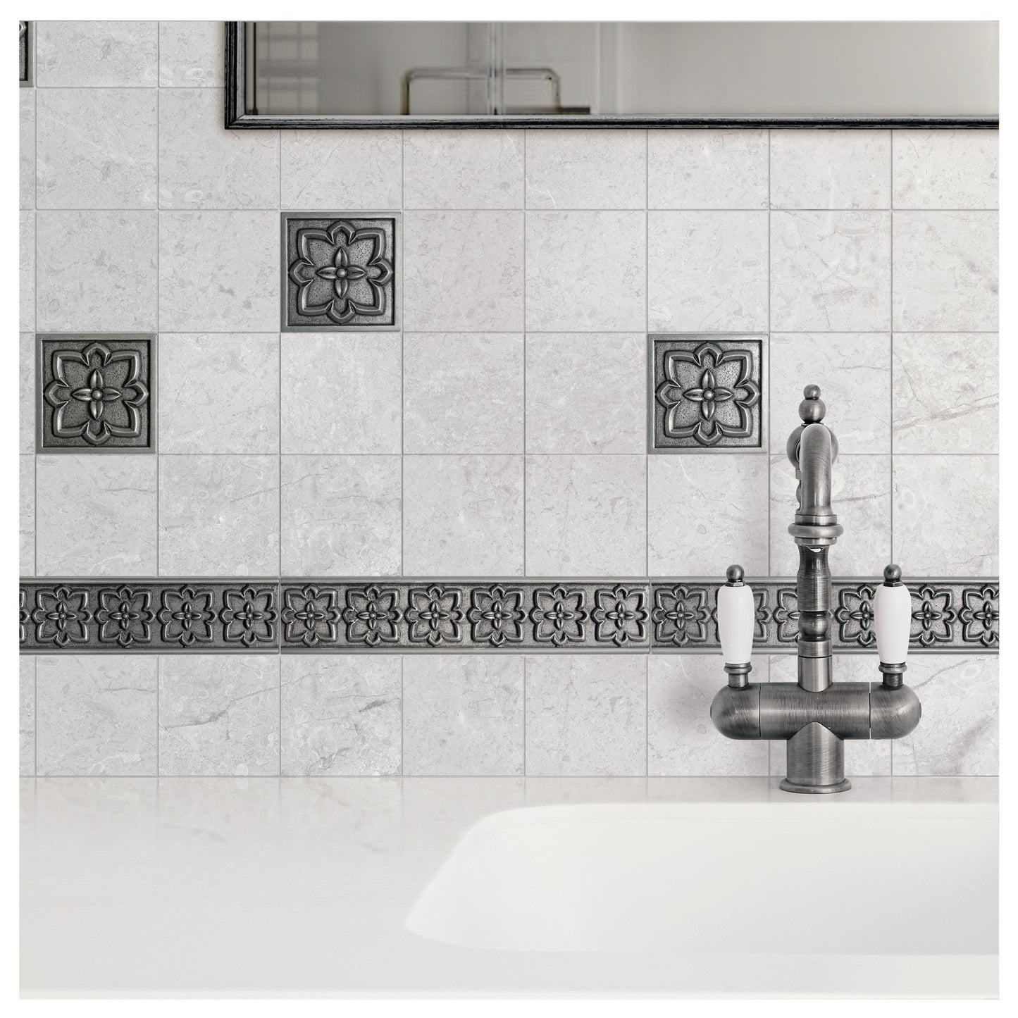 (Pack of 4)Crown Metal Nickel 9.5cm. x 9.5cm. Decorative Tile