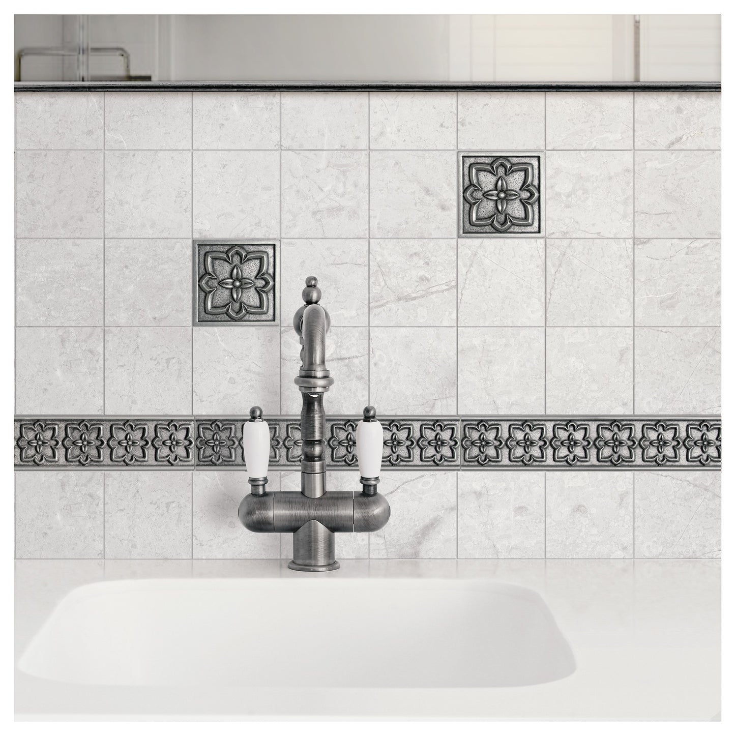 (Pack of 4)Crown Metal Nickel 9.5cm. x 9.5cm. Decorative Tile