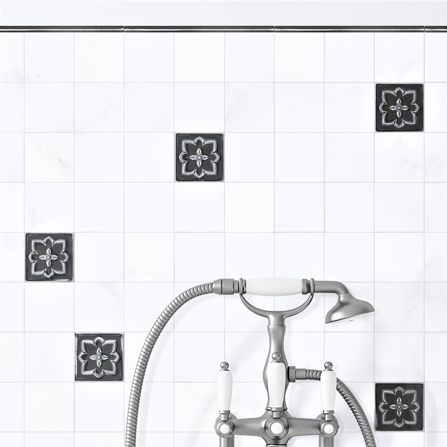 (Pack of 4) Crown Metal Iron Black 9.5cm. x 9.5cm. Decorative Tile