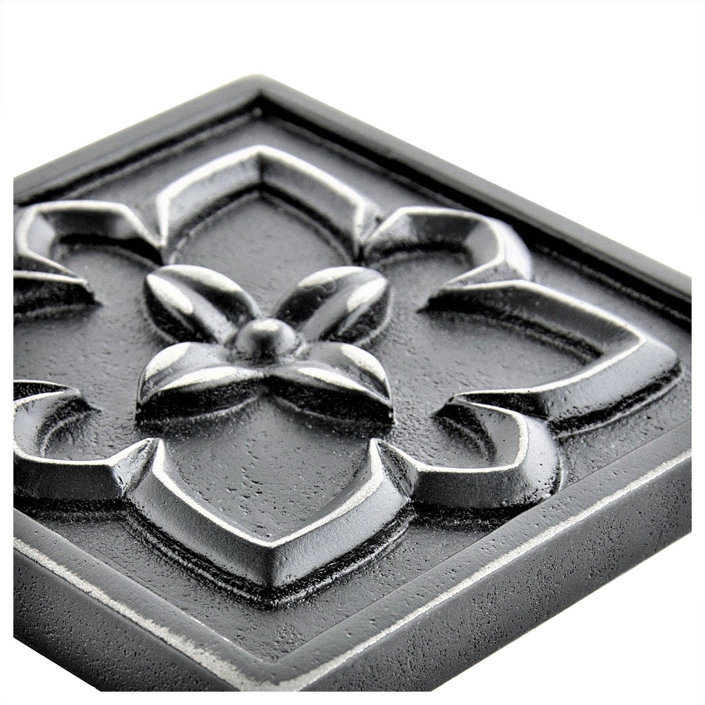 (Pack of 4) Crown Metal Iron Black 9.5cm. x 9.5cm. Decorative Tile