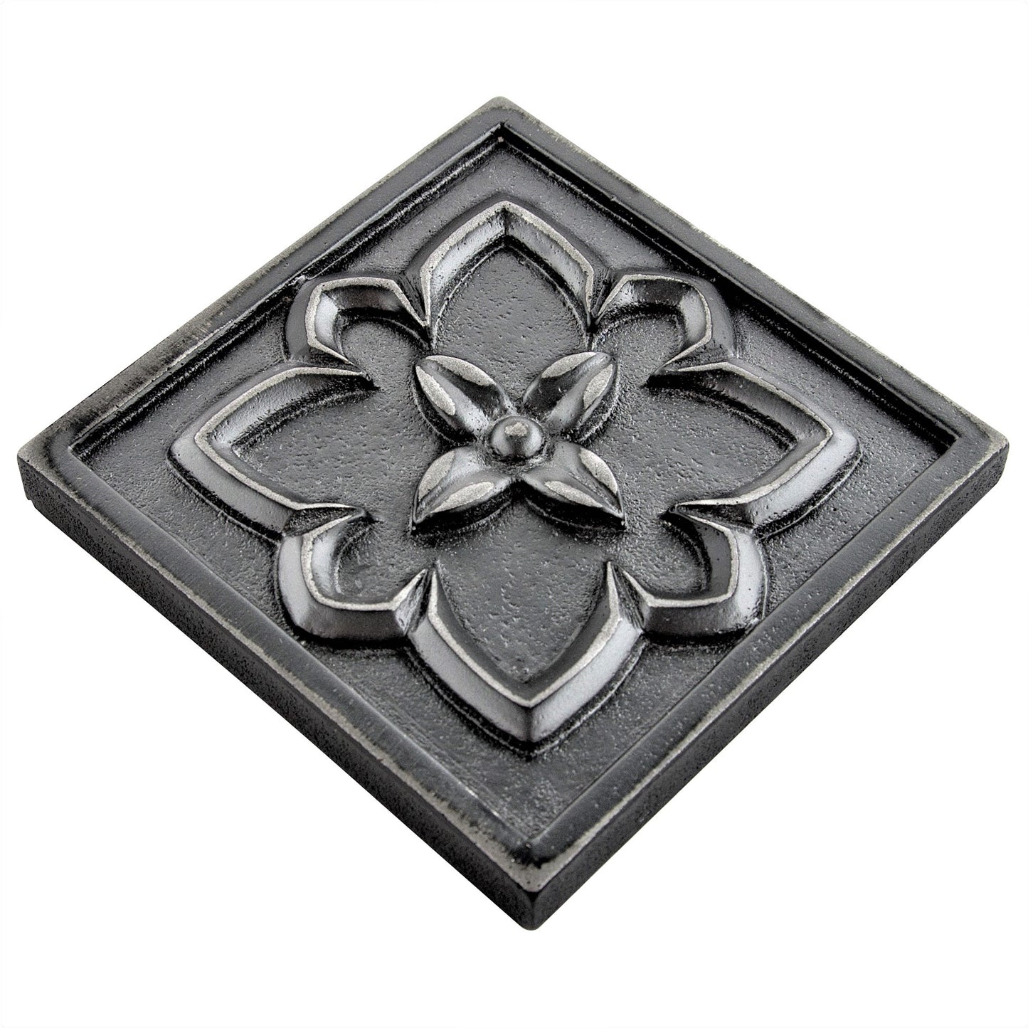 (Pack of 4) Crown Metal Iron Black 9.5cm. x 9.5cm. Decorative Tile
