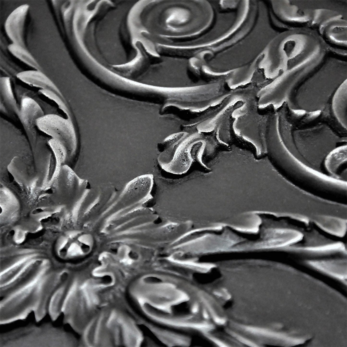 Backsplash Metal Tile Mural for Kitchen and Fireplace Wrought Iron Viola 30cm. x 45 cm.