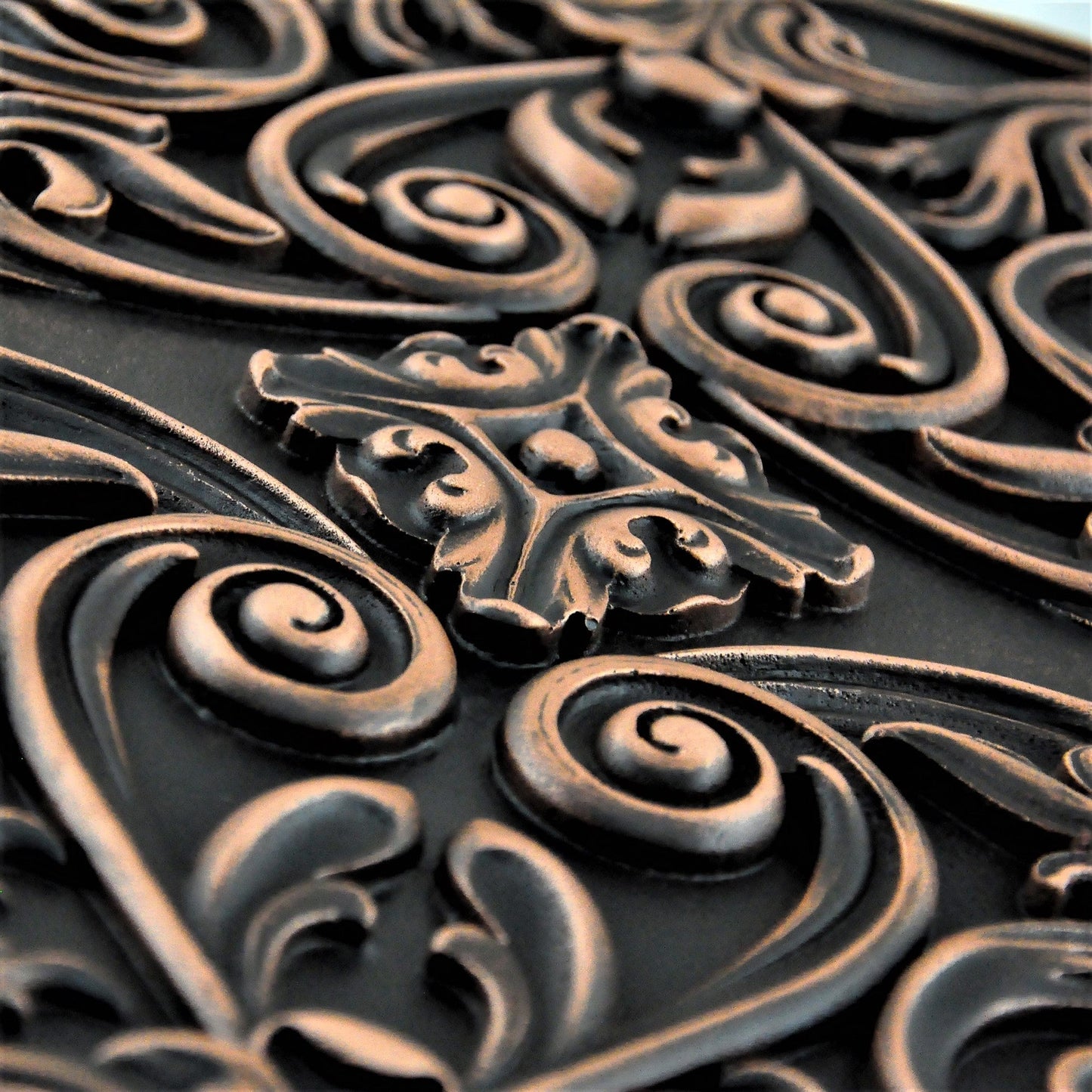 Cypress Antique Copper 38.5 cm. x 58 cm. Handmade Metal Mural and Splashback Tile For Kitchen and Fireplace