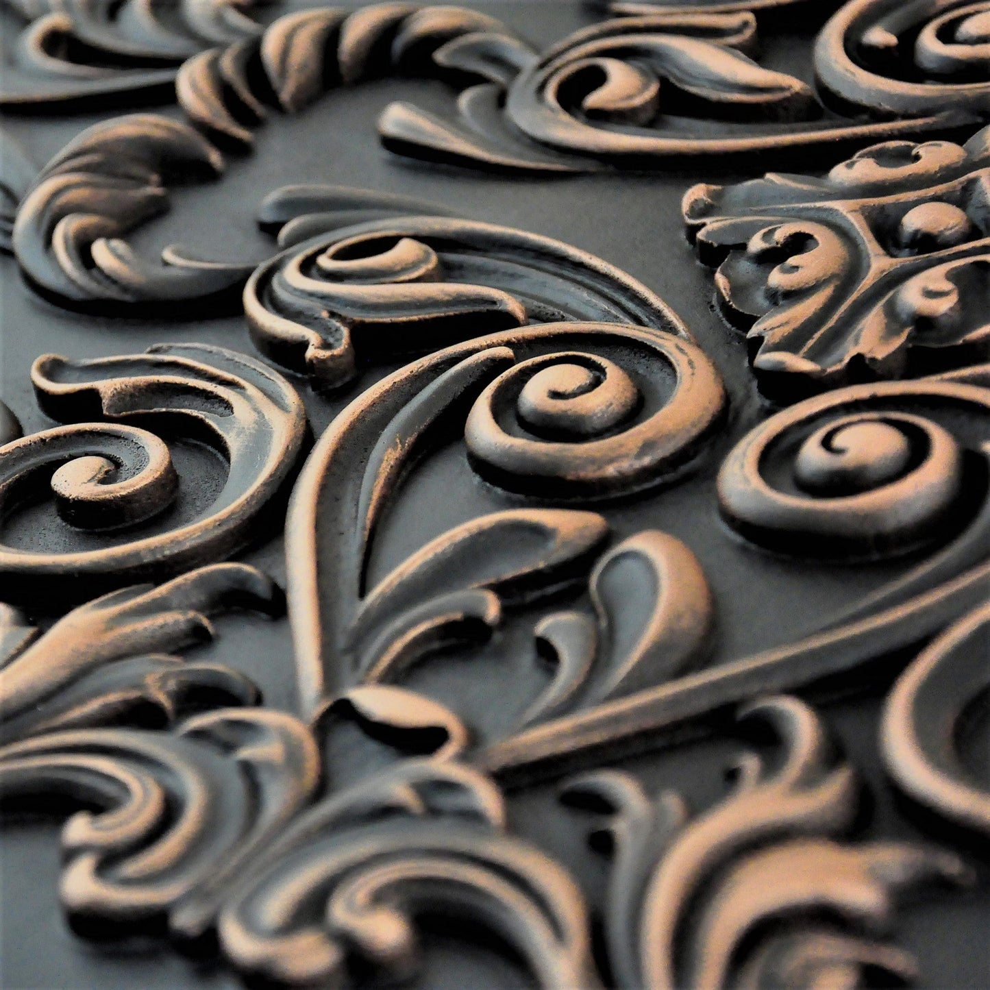 Cypress Antique Copper 38.5 cm. x 58 cm. Handmade Metal Mural and Splashback Tile For Kitchen and Fireplace