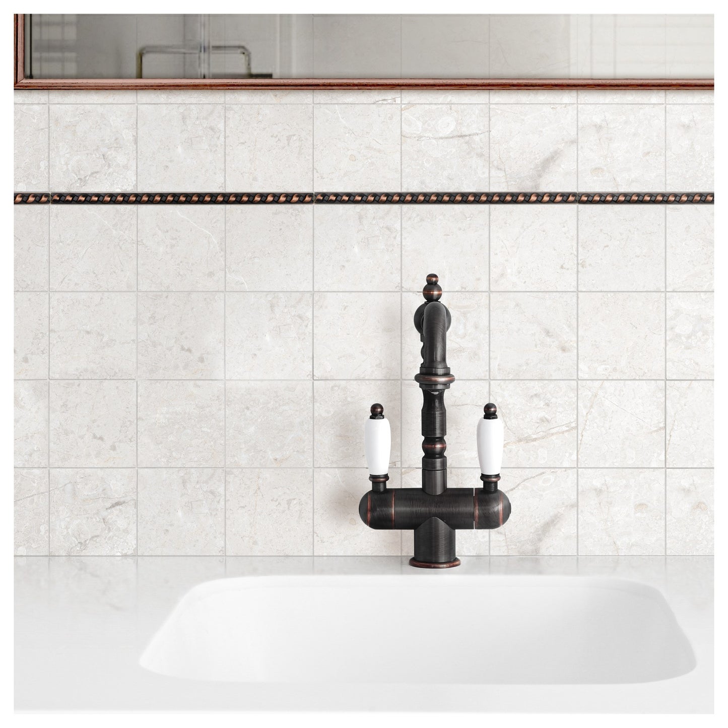 (Pack of 5) Rope Metal Antique Copper 1.3cm. x 30cm. Border Wall Accent Tile Trim