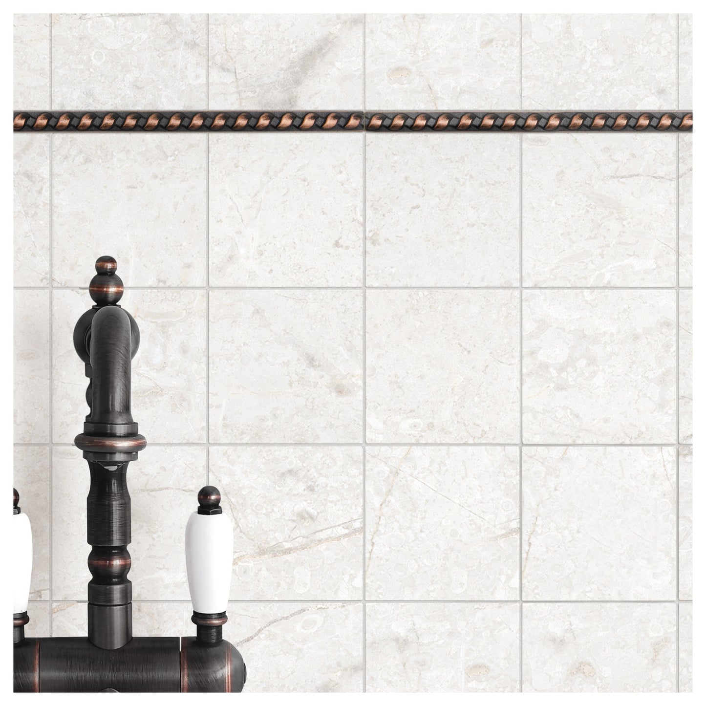 (Pack of 5) Rope Metal Antique Copper 1.3cm. x 30cm. Border Wall Accent Tile Trim