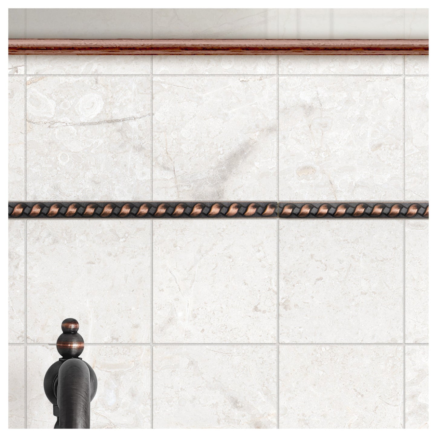 (Pack of 5) Rope Metal Antique Copper 1.3cm. x 30cm. Border Wall Accent Tile Trim