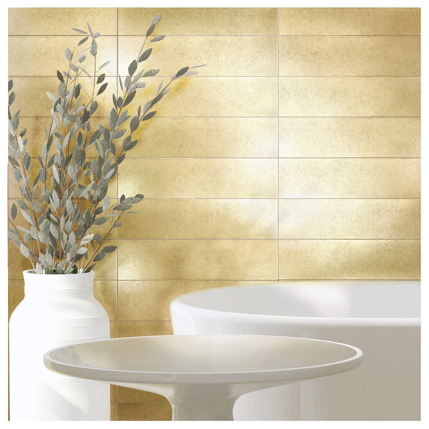 Encore Metal Antique Gold 7.5cm x 30.5cm. Wall Tile ( 6 Tiles in Pack)