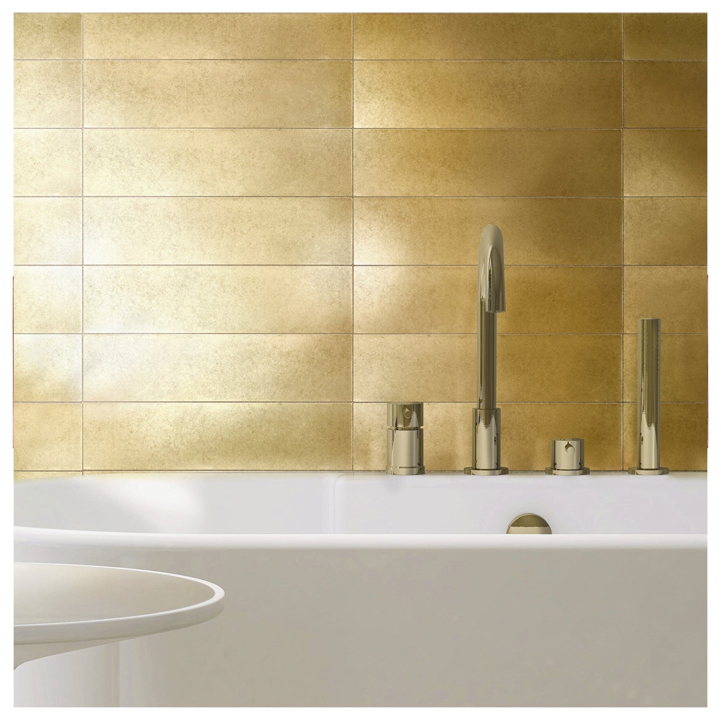 Encore Metal Antique Gold 7.5cm x 30.5cm. Wall Tile ( 6 Tiles in Pack)